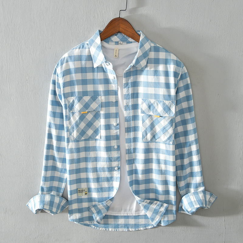 

2021 Style Long Sleeve Cotton Spring Man's Casual Shirts in the Comfortable Men's Shirt Y73u, Green.