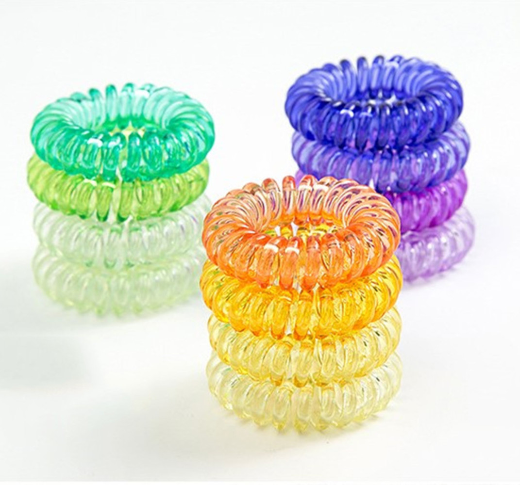 

4.1cm colors 100pcs 28 Transparent Telephone Wire Cord Gum Hair Tie Girls Elastic Hair Band Ring Rope Candy Color Bracelet Stretchy, 14