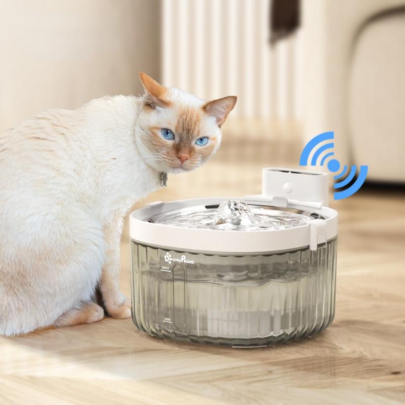 

Cat Bowls & Feeders DownyPaws Battery Operated Water Fountain Motion Sensor Dog Dispenser Filter Automatic Drinker Stainless Steel Pet Feede