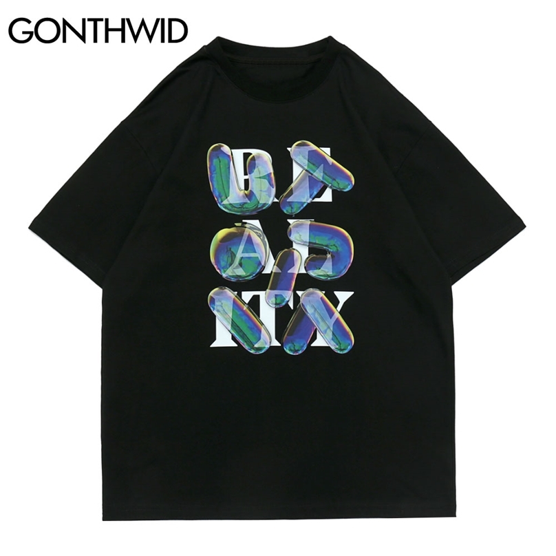 

T-Shirts Streetwear Harajuku Summer Men Letter Print Tshirts Hip Hop Cotton Casual Loose Fashion Short Sleeve Tees Tops 210602, White