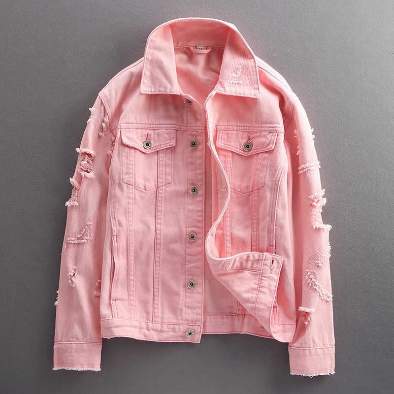 

2021 New Korean Style Fashion Jacket Men Spring Autumn Newly Casual Destroyed Ripped Denim Cotton Coat Streetwear Hip Hop Chaqueta Hombre Sg, White