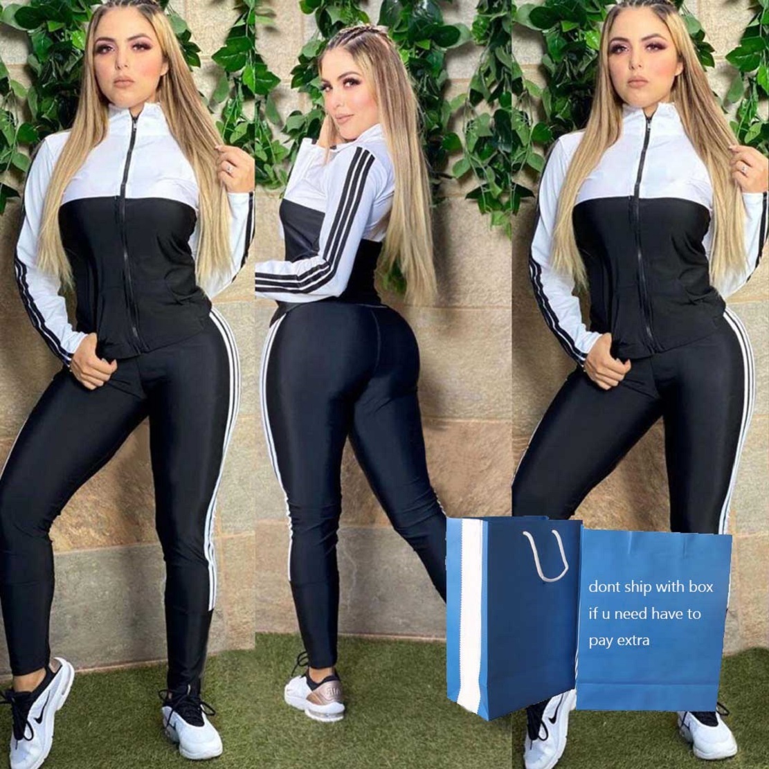 

Tracksuits Women Two Piece Pants Fashion Striped Pattern Contrast Color Womens Casual Sweatsuit Breathable Running Outfits, J2303