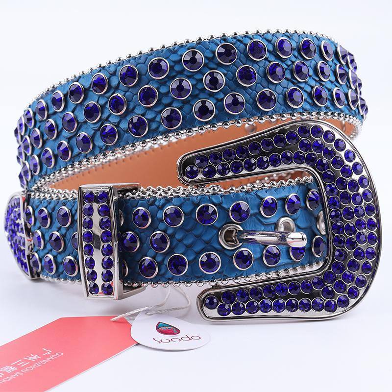 Belts Designer Rhinestone Belt Western Cowboy Dimon Studded High Quality Genuine PU Leather Punk Bling For Woman Man