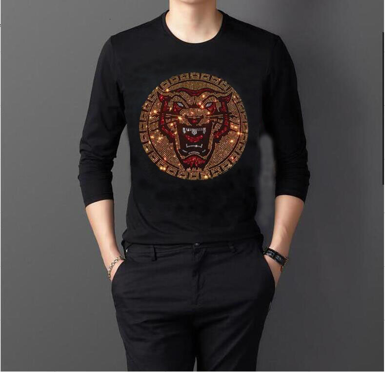 

2021 New Spring Men Fashion Diamond-style Designer Slash-neck Long Manly Shirt Thin Fit T-shirts Lyrh, Display