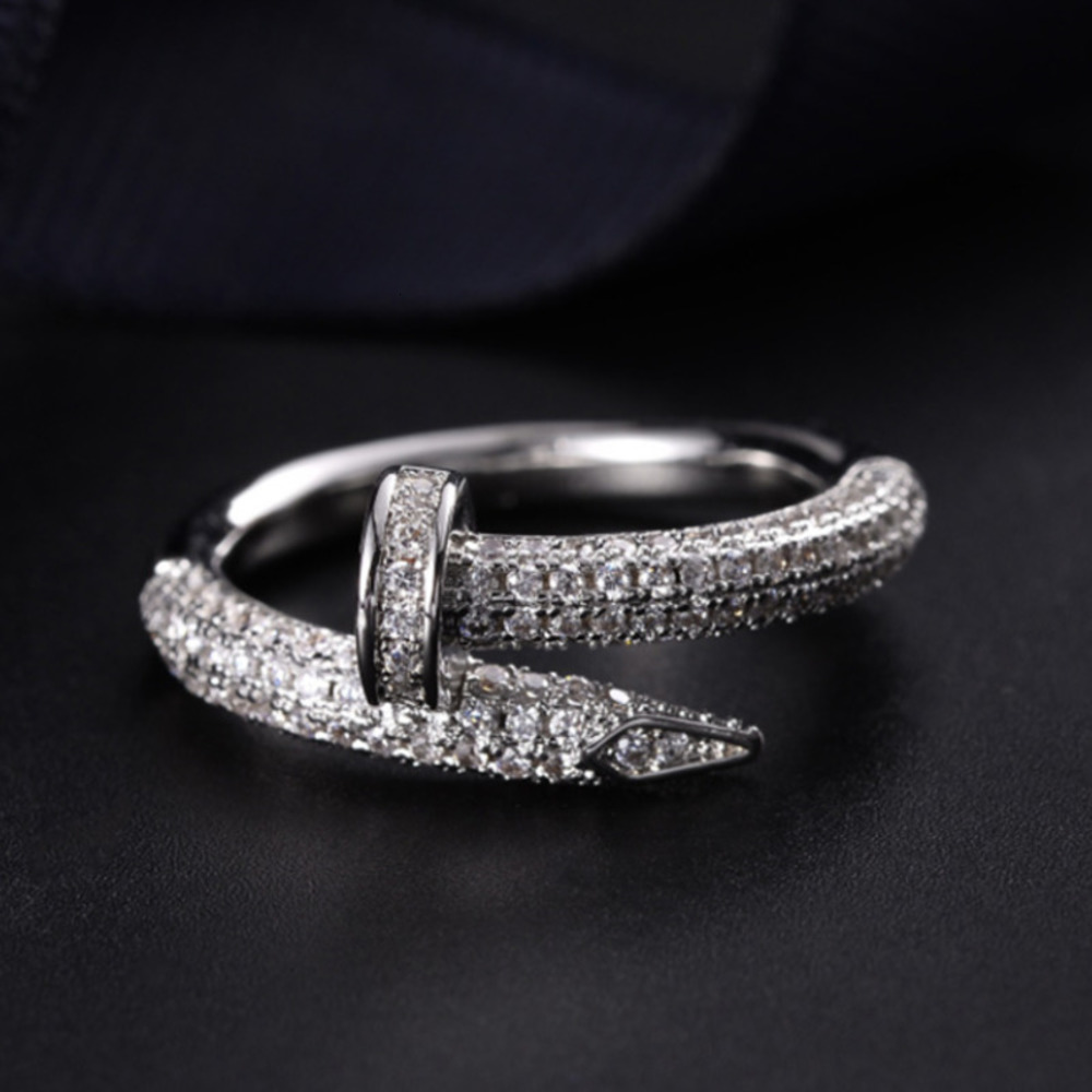 

Donia jewelry luxury ring exaggerated European and American fashion nail copper micro-inlaid zircon creative designer gift, Silver