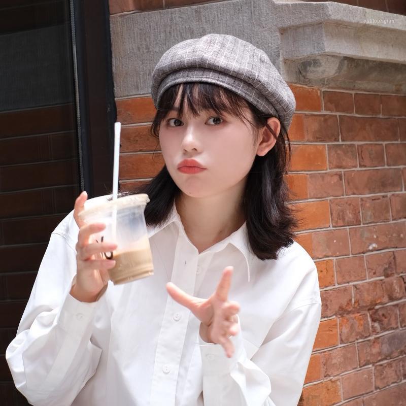 

Berets 2021 All-match Retro Autumn Winter England Painter Hat Women Fashion Female Vintage Lattice Octagonal, Black