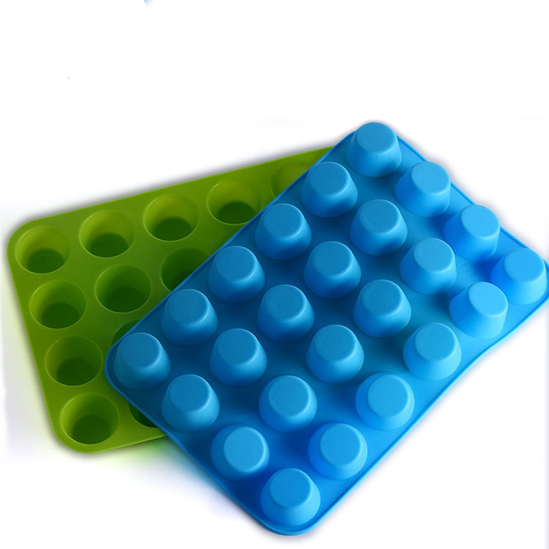 

3 Colors Silicone Cake Molds 24 Cavity Round Cupcake Baking Moulds Food Grade Cheesecake Mould Ice Cube Tray