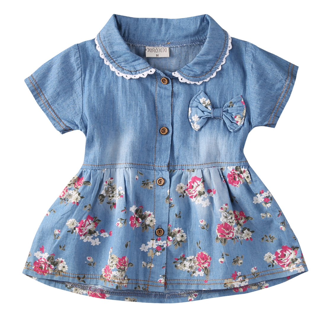 

Flower Girl Summer Princess Denim Jean Dress Kid Baby Party Wedding Pageant Dresses Clothes Autumn New, Blue