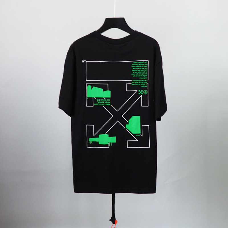 

Fashion 2021 Summer New Menswear Ow Trendy Arrow Print Large Short Sleeve T-shirt, White;black