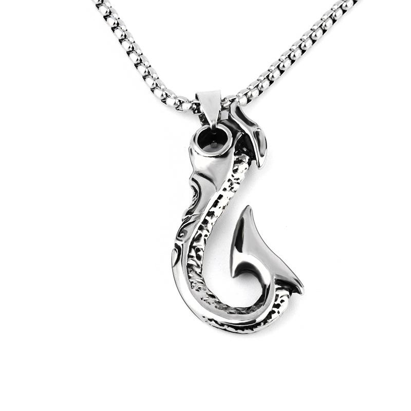 

Chains Antique Fishing Hook Fishhook Pendant Chain Necklace Fisherman Jewelry Gift For Fish, Silver