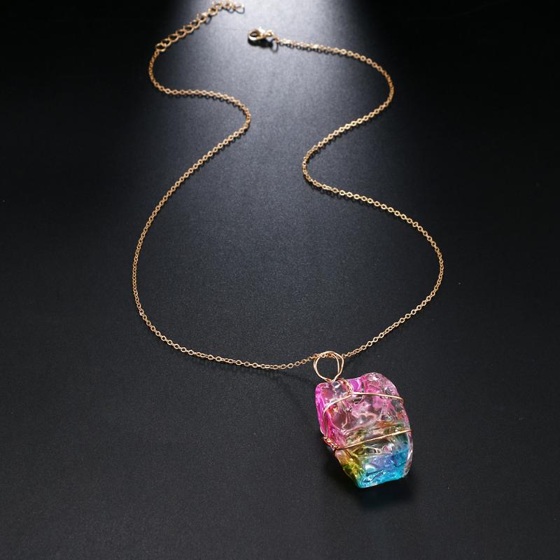 

Pendant Necklaces FNIO Irregular Natural Stone Necklace Crystal