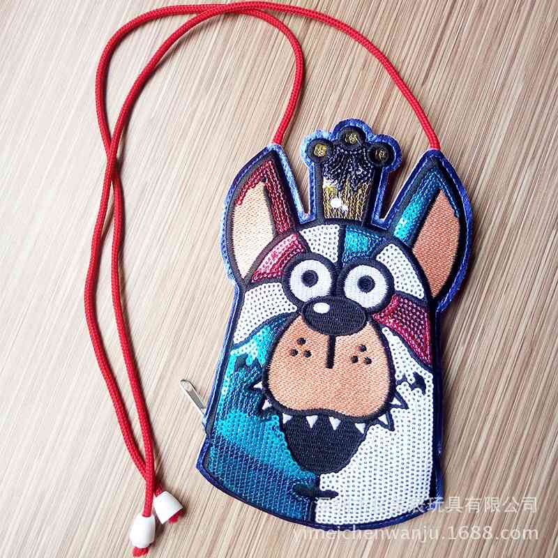 

New product recommendation portable children's embroidered OEM cartoon cute PU leather zero wallet messenger bag, Blue