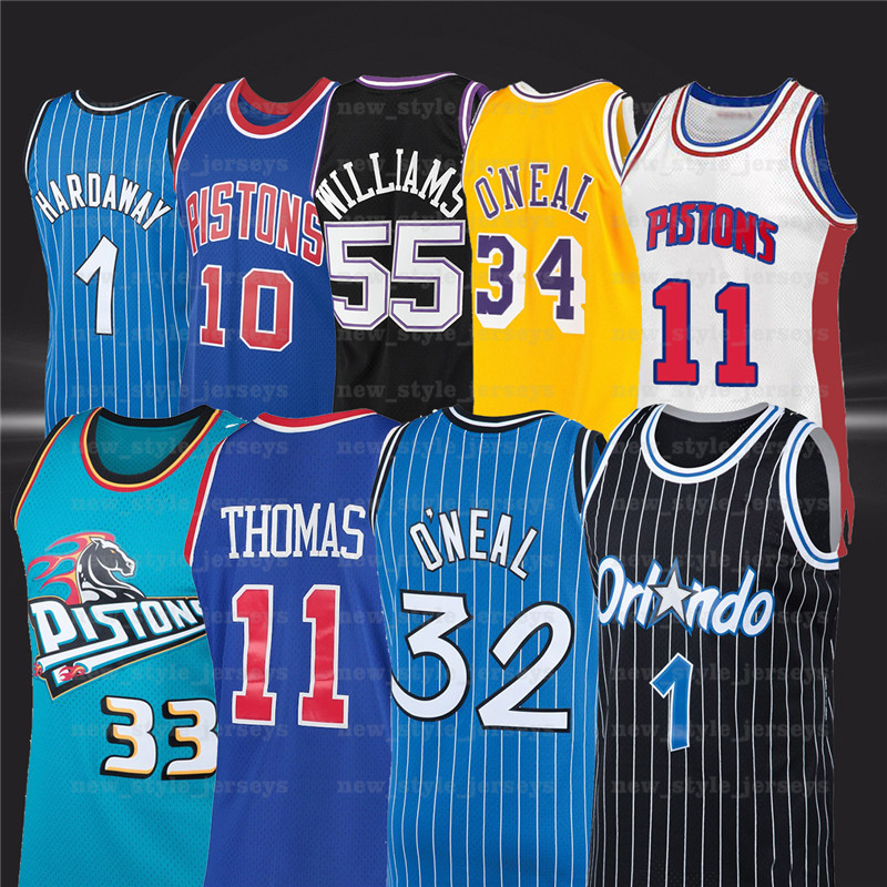 

Tracy1 Hardaway Tim 10 Dennis Mcgrady Rodman 33 Grant 11 Isiah Hill Thomas Williams 55 Jason Retro Basketball Jersey z1, Black;red