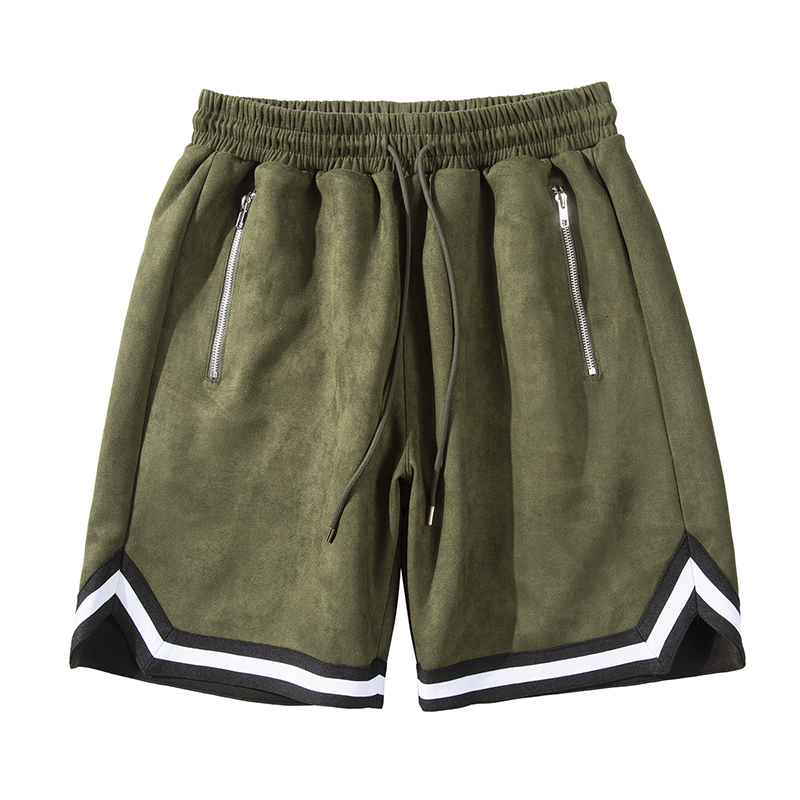 

2021 New Original Camura Listrado Solto Casual Shorts Dos Homens Slido Cordo Bolsos Calas Cinco Pontos Streetwear Cales De Carga Masculina 7, Army green