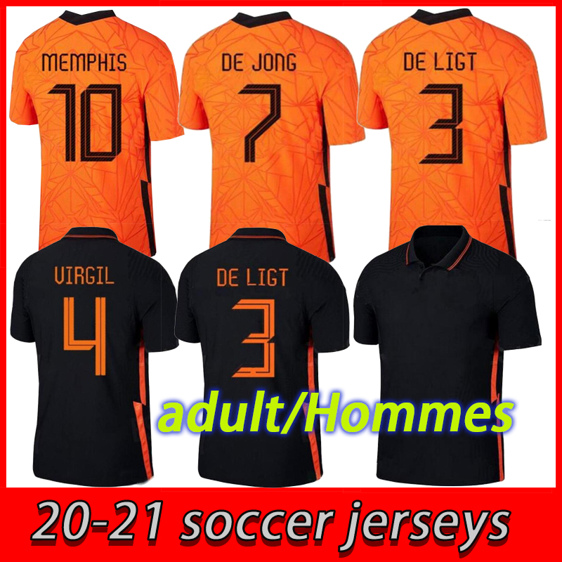 

2020 2021 Netherlands men soccer jerseys DE JONG Holland DE LIGT STROOTMAN VAN DIJK VIRGIL 20 21 adult football jersey shirt, Black;yellow