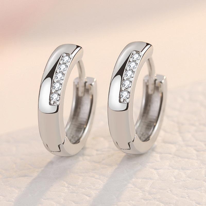 

Hoop & Huggie KOFSAC Simple Cute Shiny Zircon Temperament Hoops Girl Ear Jewelry 925 Sterling Silver Earrings For Women Party Accessories Gi
