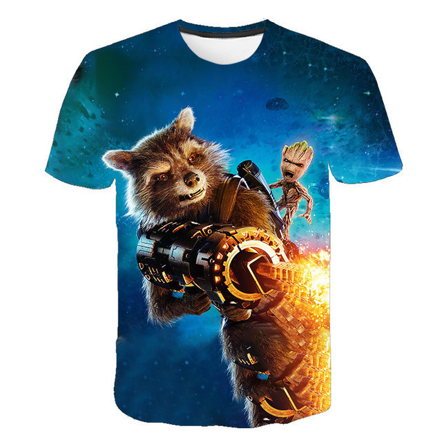 

summer new popular galaxy cort movie peripheral grut print boys and girls casual short sve t-shirt462e, White;black