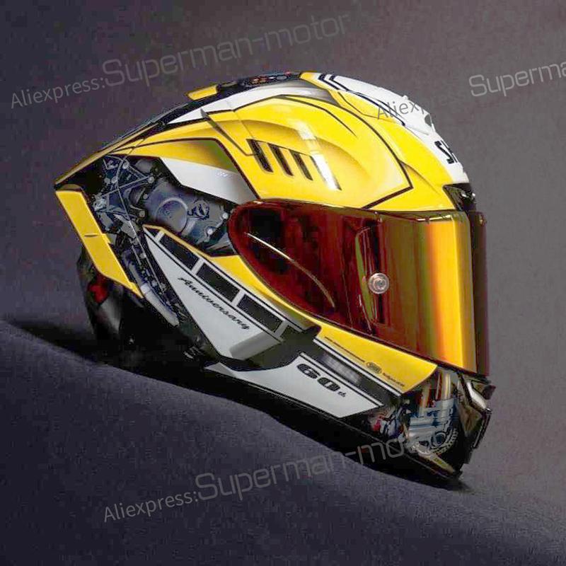 

Full Face shoei X14 yaha rjm 60 Motorcycle Helmet anti-fog visor Man Riding Car motocross racing motorbike helmet-NOT-ORIGINAL-helmet, Clear+gold 2 visors