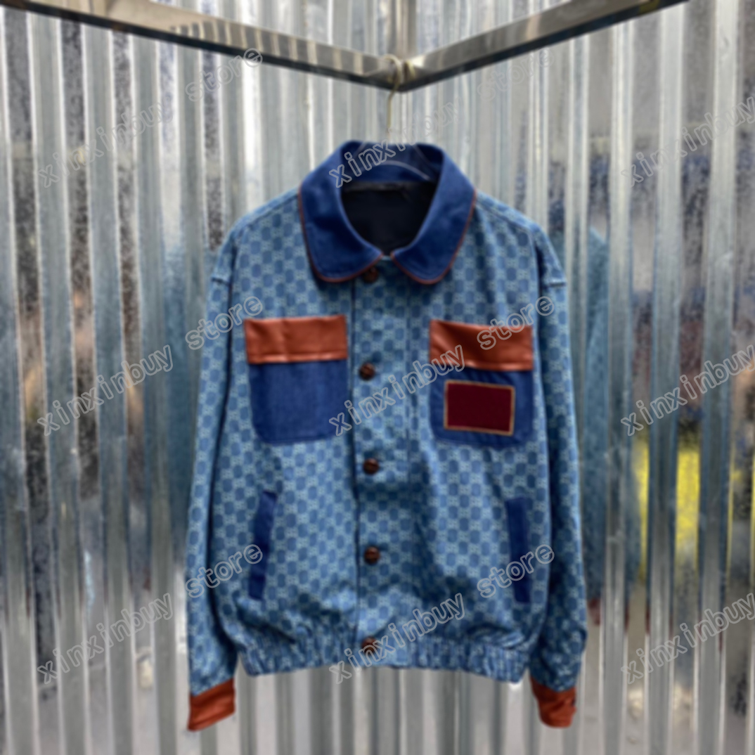 

21ss mens women designers denim Jackets paris Jacquard doule letter fabric clothes streetwear Coats Outerwear long sleeve men Clothing blue M-2XL