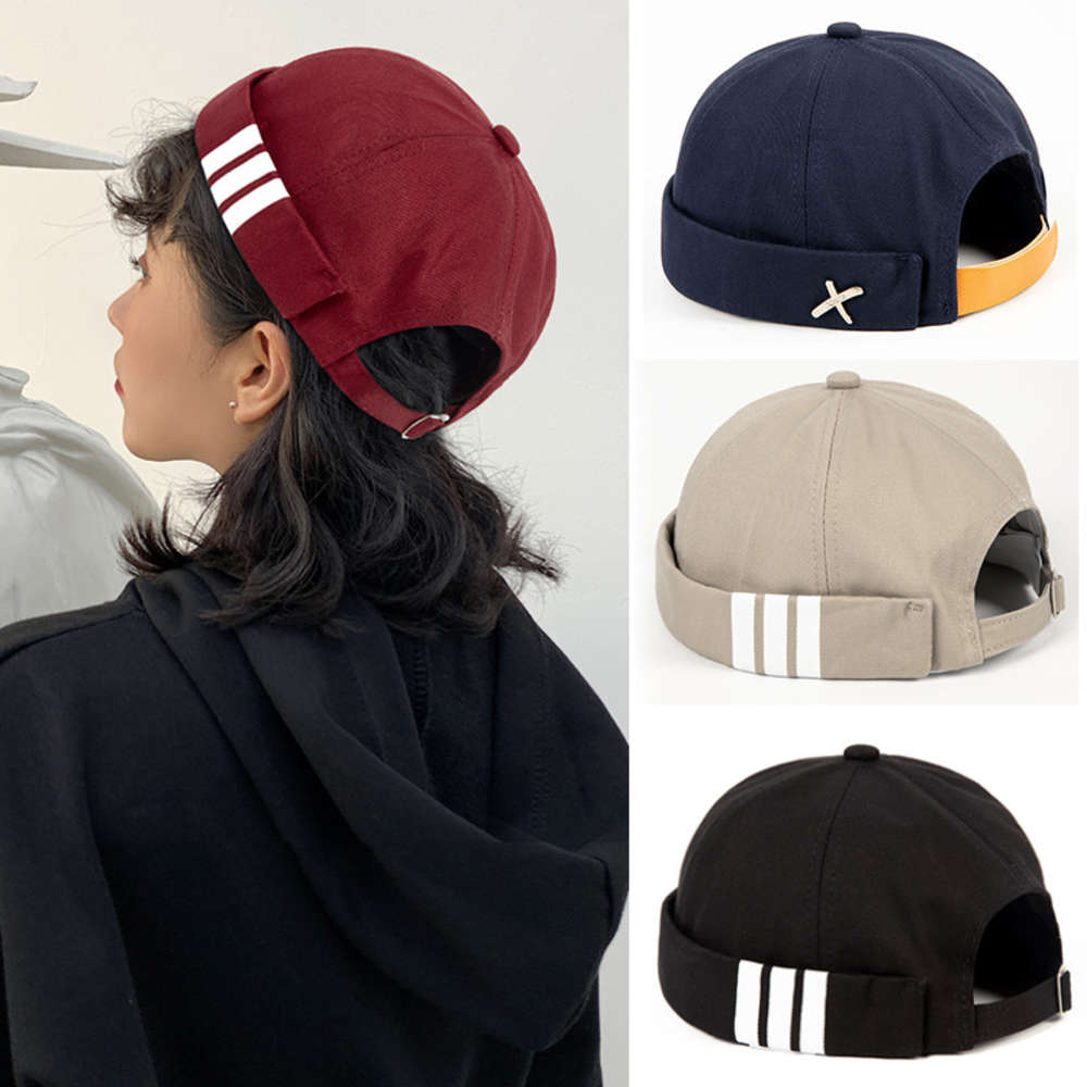 

men's melon skin landlord Korean street trendy hip hop brimless female fashion yuppie Hat, Blue;gray
