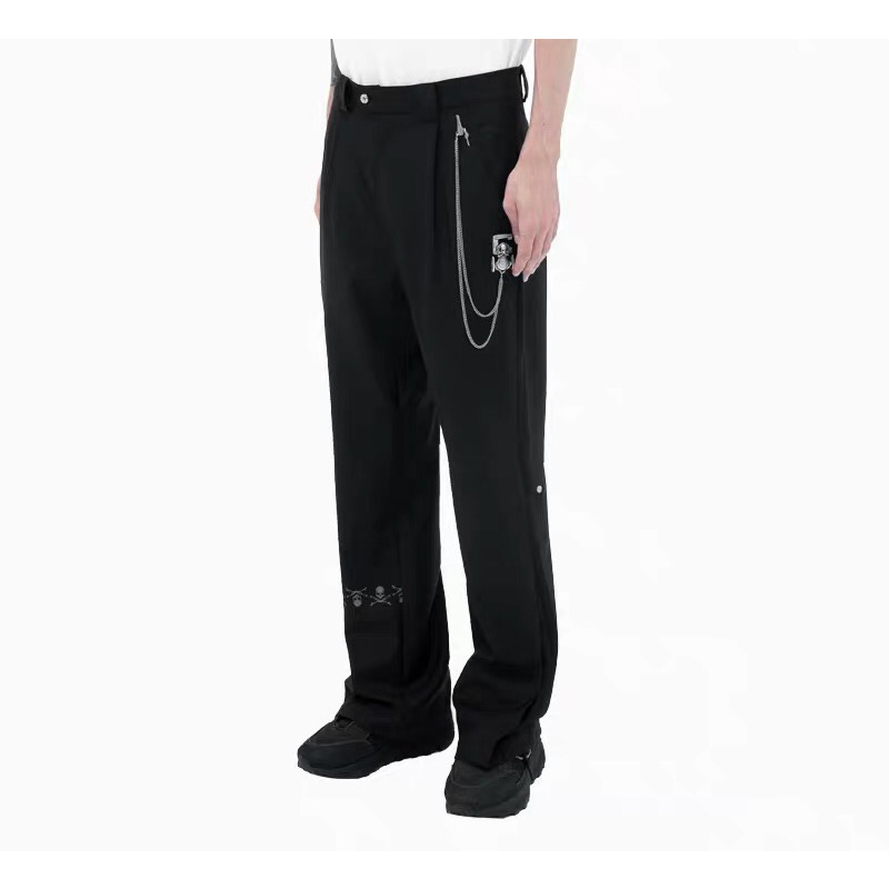 

Correct version of C2H4 x MMJ skeleton silhouette trousers with metal chain, casual and lovers pants, Black