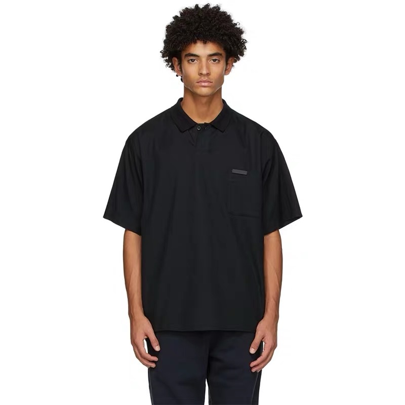 

2021 FG 7th Collection Pocket Flocking Polo Oversize T shirt High Street Short Sleeve Tee Couple Women Mens Fashion Shirts, Black 7th polo