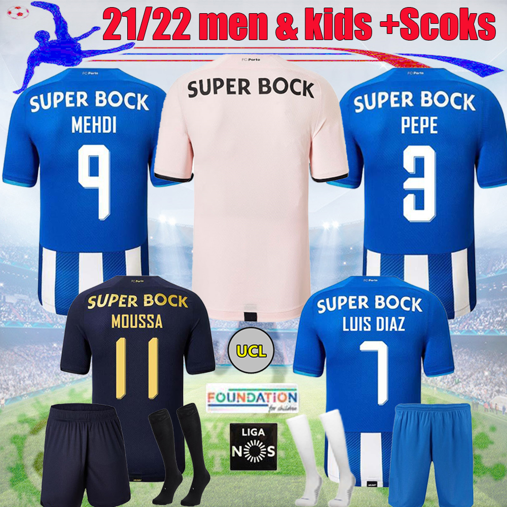 

21 22 Adult & kids Porto Soccer jersey away Third PEPE ABOUBAKAR NAKAJIMA MARCANO classic sports futebol uniform 2021 2022 ALEX TELLES home football shirt sets, 21/22 home