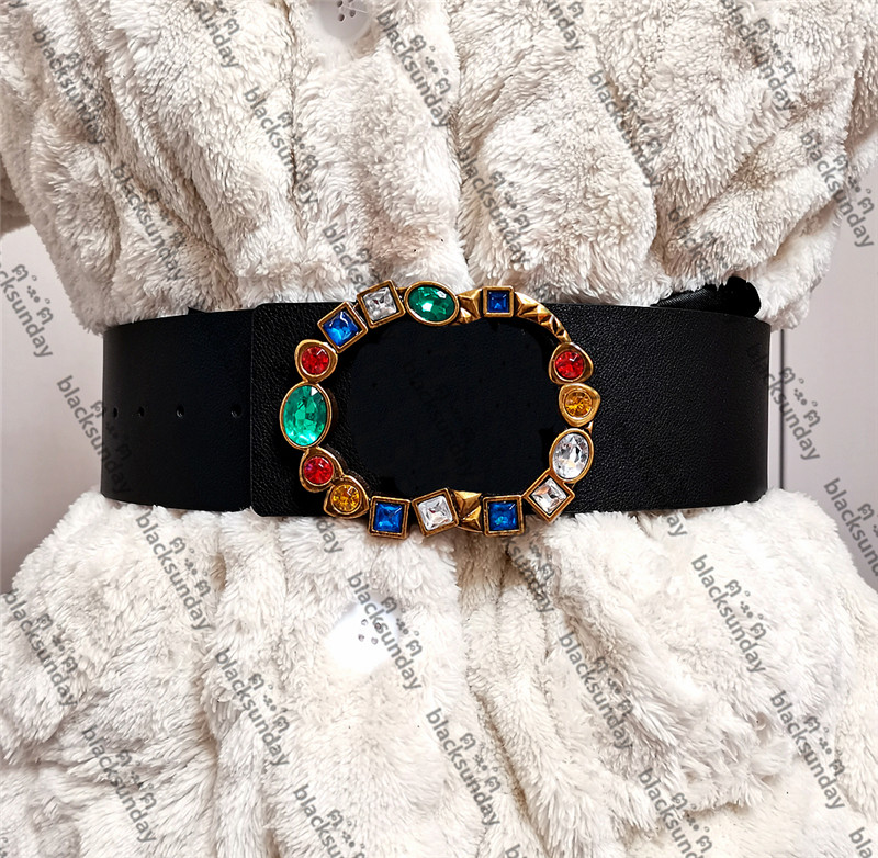 

Diamond Wide Belts Hipster Women's Designer Leather Belts with Box Smooth Buckle High-grade Gifts Luxury Belts, Width:7cm