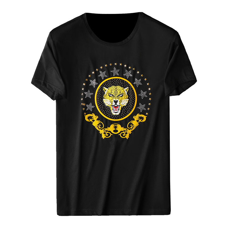 

2021 Summer High quality T shirt cotton Embroidered tops diamond luxury Tees men women Fashion short-sleeved T-shirts, White;black