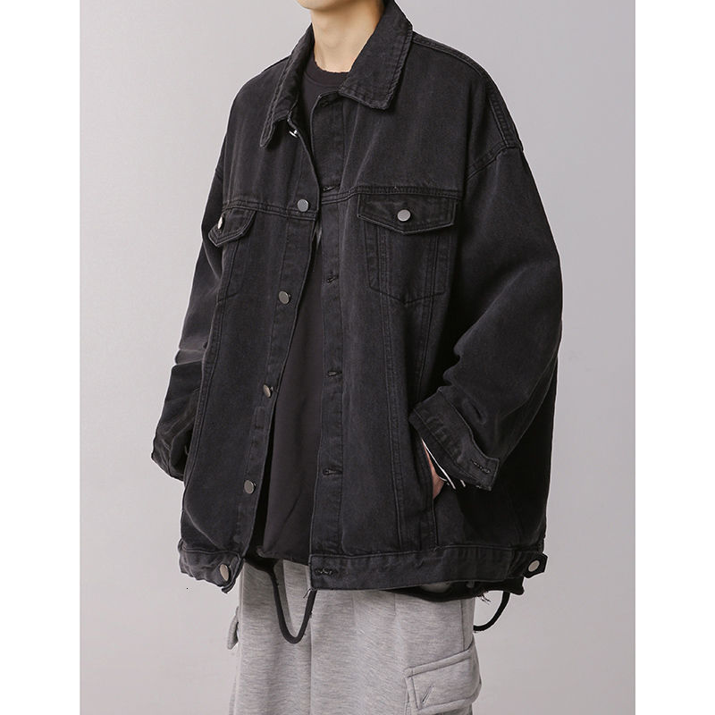 

2021 New Spring Cotton Men's Fashion Casual Retro Denim Jackets Mens Streetwear Hip-hop Bomber Jacket Men M-2xl J0z5, Gray