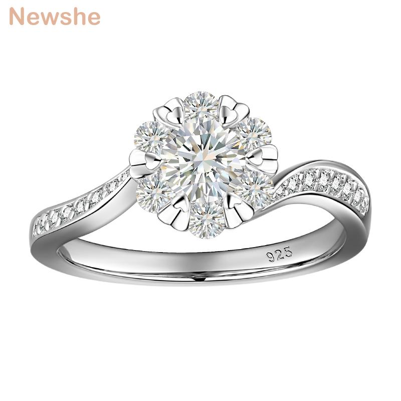 

Cluster Rings She Sparkle Round Cut Cubic Zircon Engagement Wedding Ring 925 Sterling Silver Eternity For Women, Golden;silver