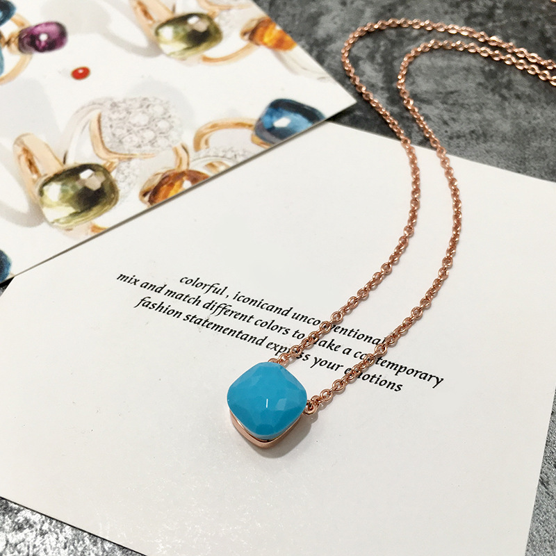 

2021 gemstone fashion jewelry candy crystal necklace single stone necklace copper plating women necklace wedding dress designer jewelry, Silver