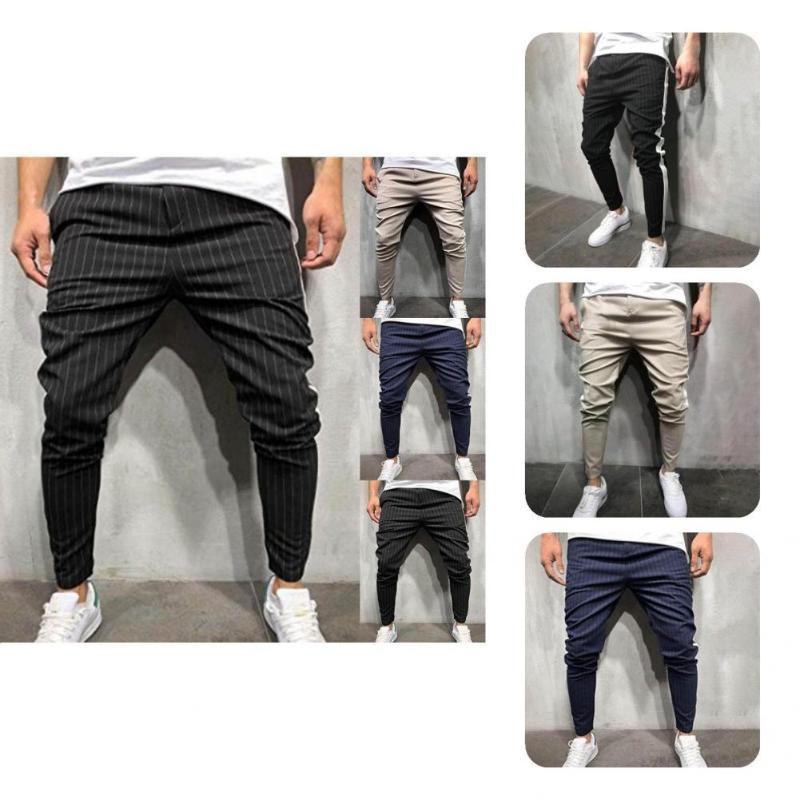 

Men's Pants High Quality Casual Trouser Striped Washable Fashion Leisure Men Long Jogger, Black