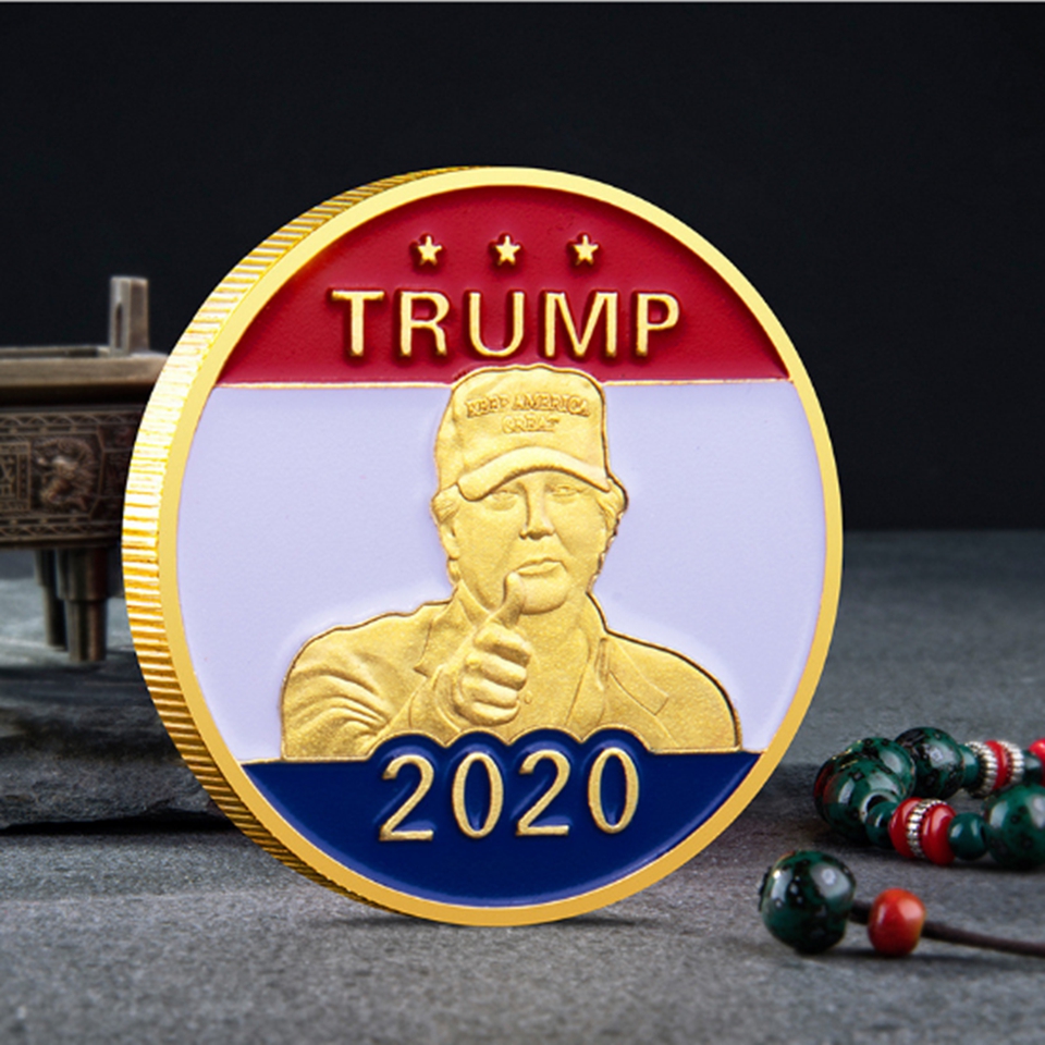 10pcs Non Magnetic Crafts Donald Trump President Historical Badge USA Keep American Great Gold Plated Souvenir Coin Gift-image-749867080