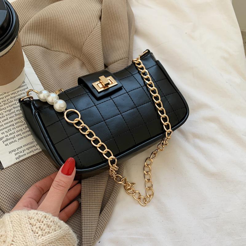 

2021 popular new chao Korean version texture one-shoulder sloping fashion underarm bag, Coffee zipper