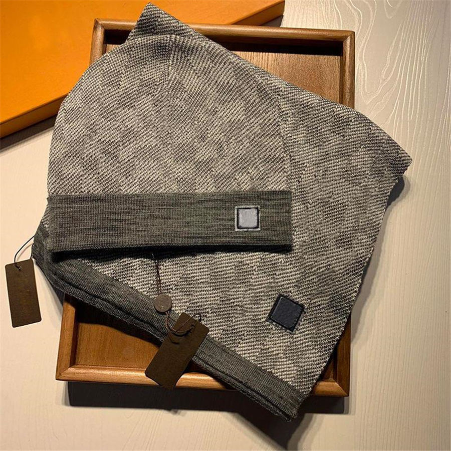 

Fashion High Quality High quality beanies Hats Scarves 2 piece Suit Winter men's women's scarf Beanie warm Knitted adult Hats Shawls hat scarf set