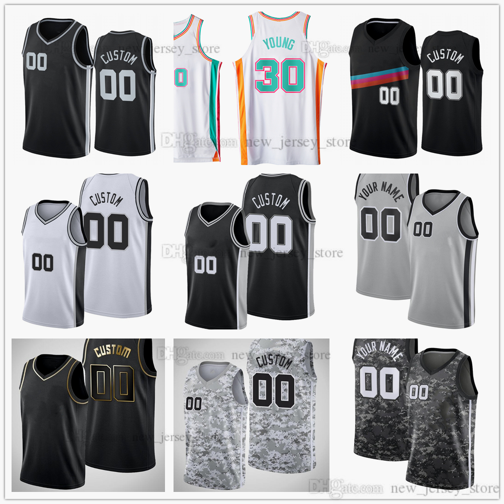 

Custom Printed Diamond 75th Basketball Jerseys Ginobili Duncan Parker White Murray McDermott Young Poeltl Collins Vassell Primo Walker Forbes Johnson Eubanks