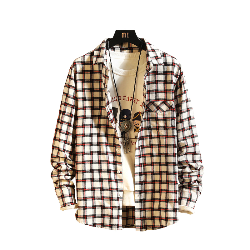 

2021 New Men's Plaid Cotton Shirts Male High Quality Long Sleeve Slim Fit Business Casual Plus Size Shirt 1pve, Yellow