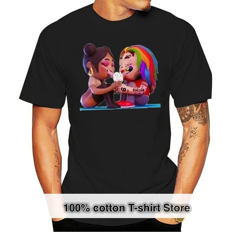 

Men' T-Shirts Nicki Minaj And Tekashi 6Ix9Ine Fefe White T-Shirt Homme Customized Tee Shirt, Skybluexiao558