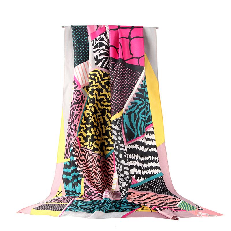 

Hats, Scarves & Gloves Sets 2021 Women's Korean Spring And Autumn Comfortable Cashmere Printed Twill Satin Stone Pattern Scarf