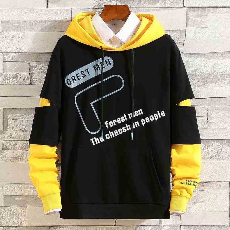 

2020 Spring Autumn 's Hoodie Japan Style Trend Print Pullover Sweatshirt Casual Clothing Loose Streetwear Hoodies Men, Black