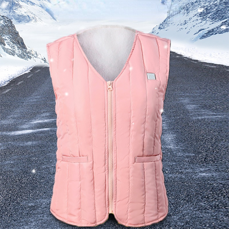 

Black Cotton Sleeveless Thermal Jacket for Women Heated and Smart Vest Usb for Outdoor Skiing Electric New Collection, Black;white
