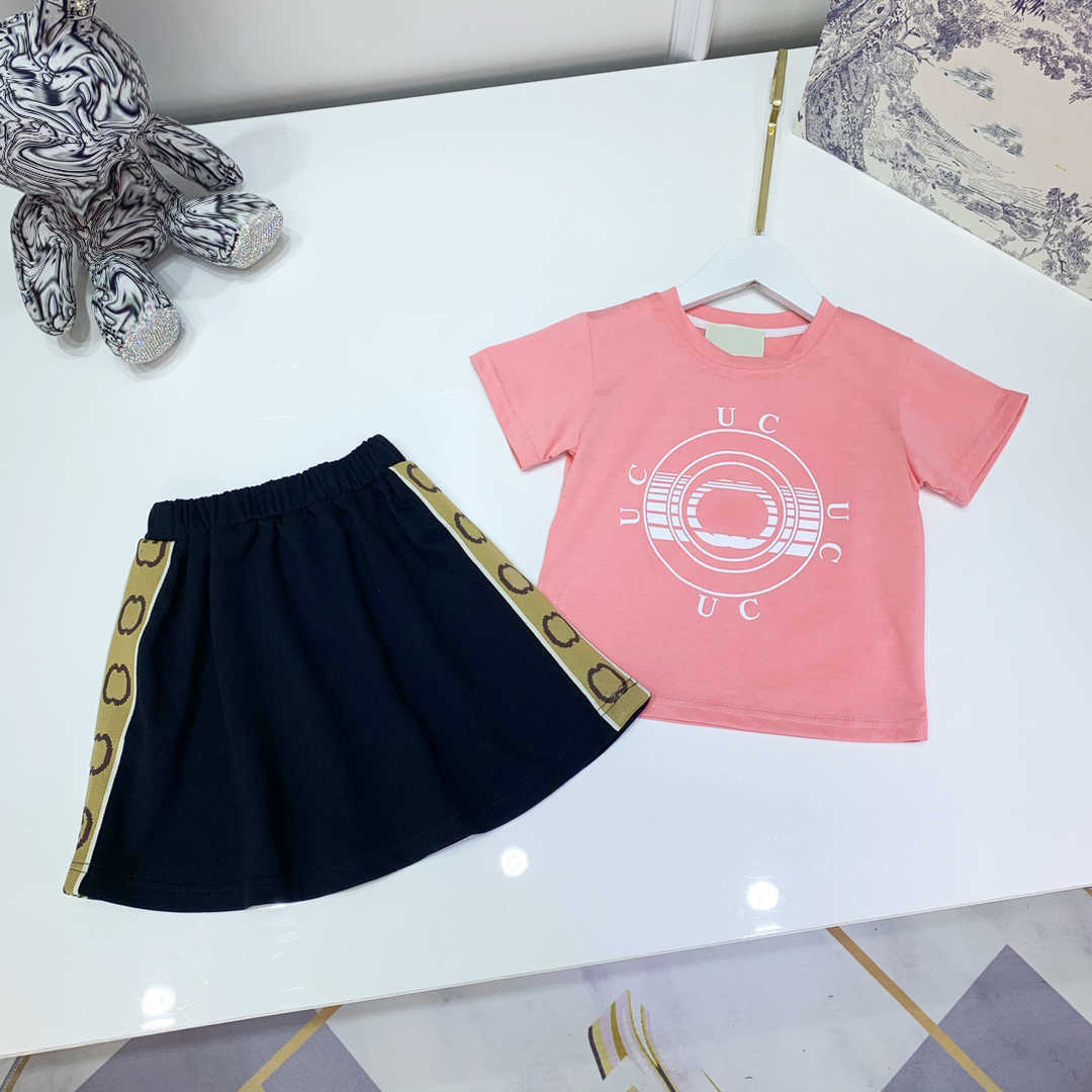 

kids pink t shirts + skirt two-piece set 2piecs sets children's wear sister &brother summer cotton short sleeve shirt size -150, White tshirts+shorts