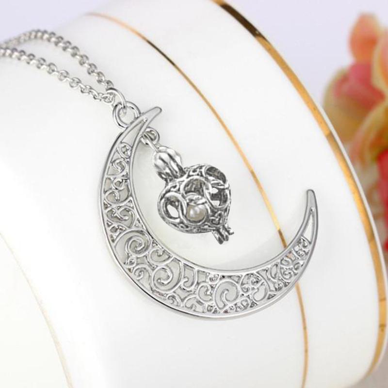 

Chokers Halloween Necklace Black Night Glowing Silver Half Moon For Women Birthday Gift