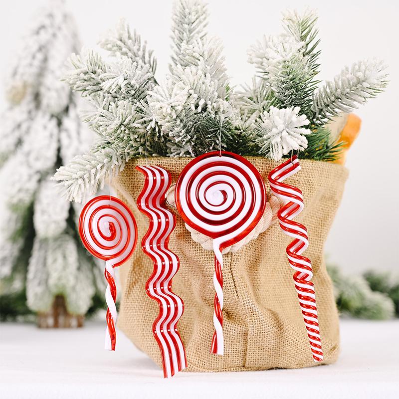 

Christmas Decorations 4PCS Candy Cane Party Pendant 3D Hanging Ornament Xmas Tree Decoration Drop Ornaments Year Decor