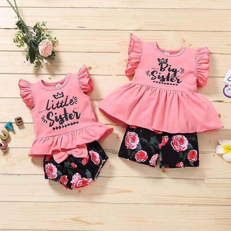 

Clothing Sets Baby Girl Summer Clothes Ruffle Sleeve Letter Print Tops And Floral Bloomers Set, White