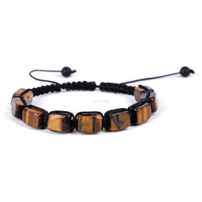 

Seven Chakra Natural Stone Cube Bracelets strand Rectangular Yoga Woven Adjustabel Bracelet Wrist band for women Fashion jewelry will and sandy