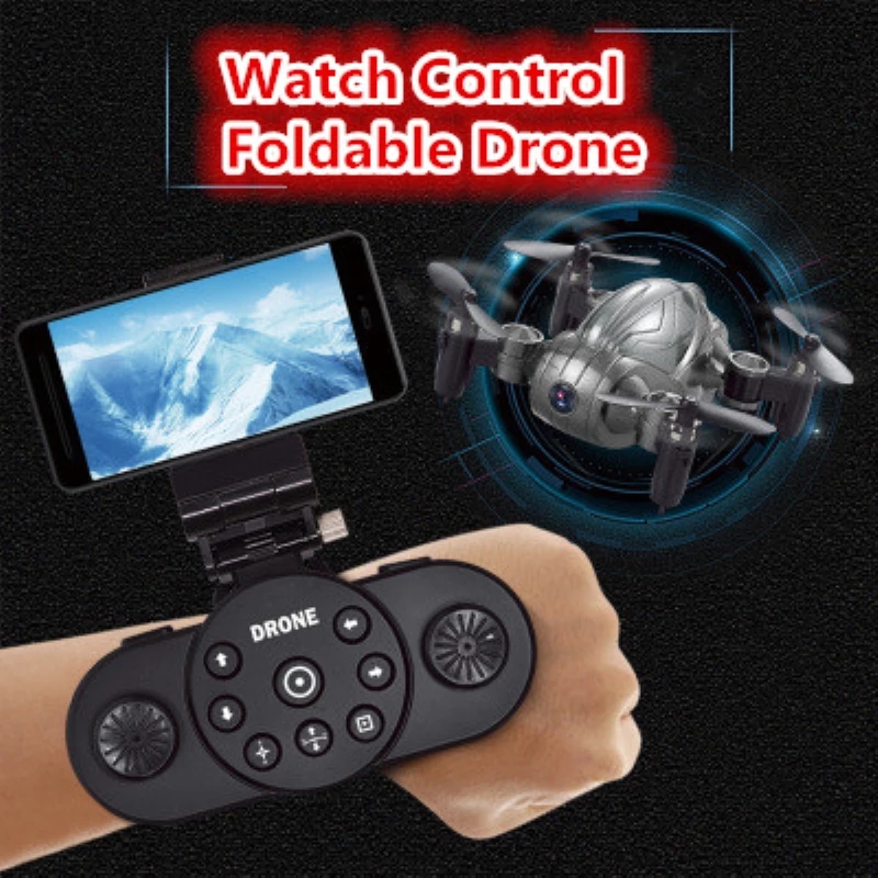 

Beetle Watch Control Mini Foldable WIFI FPV Remote Control Rc Drone Aircraft Toy 360 Degree Flip One Key Return Land Down Gifts, Without camera