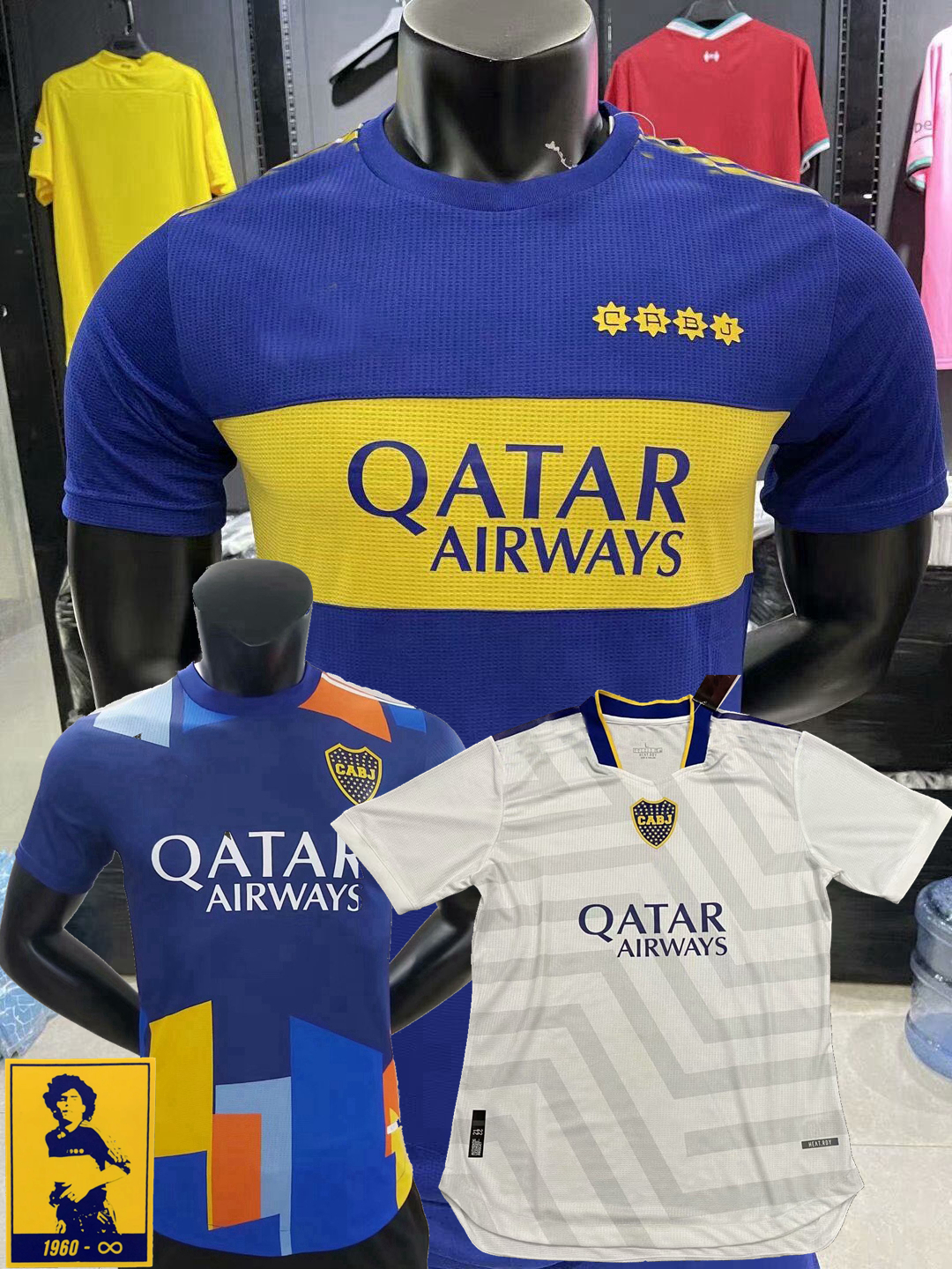 

2021 2022 Boca Juniors Player version Soccer Jerseys MARADONA CARLITOS DE ROSSI TEVEZ SALVIO home away 3rd 21 22 football tight shirt, Player version away+patch+6