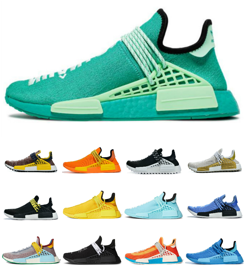 

Extra eye hu pharrell williams nmd human race mens running shoes Triple Black Pack Green Orange Oreo Pale Nude Chocolate women men trainers outdoor sports sneakers, Bubble package bag